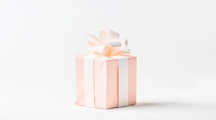 Obraz premium Pink gift box, closed, on a white background