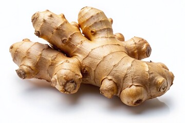 Dried Ginger Root Isolated on White Background - Healthy Cooking Ingredient