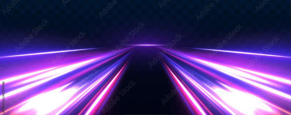 Aufkleber vector speed of light in space on dark background. abstract background in blue, yellow and orange ne