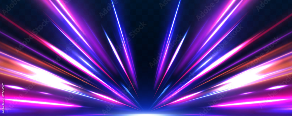 Aufkleber vector speed of light in space on dark background. abstract background in blue, yellow and orange ne