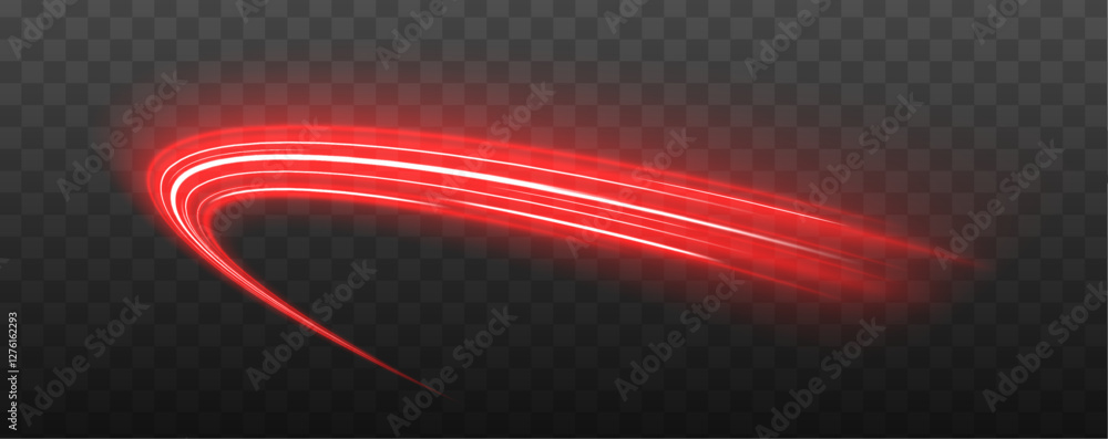 Aufkleber futuristic glowing neon effects – abstract red luminous swirl and speed stripes with fiery glow. vec