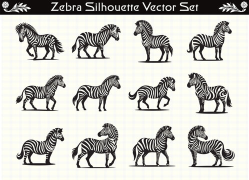 Zebra Silhouette Black Clipart for Wildlife and Safari Designs