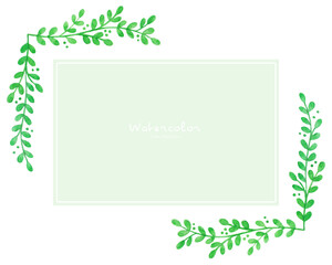 Watercolor hand drawn plant frame illustration