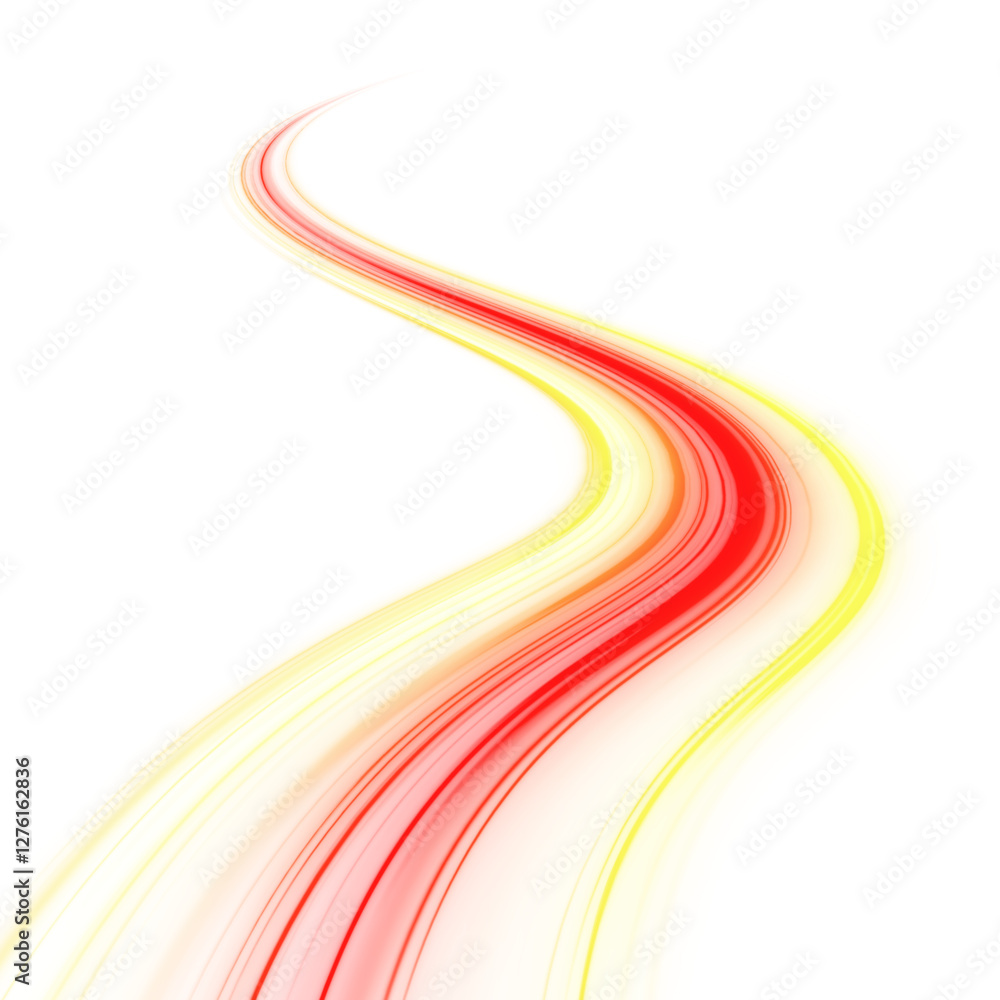 Aufkleber shiny fiery red neon stripes on white transparent background png. vivid curved light trails and flas