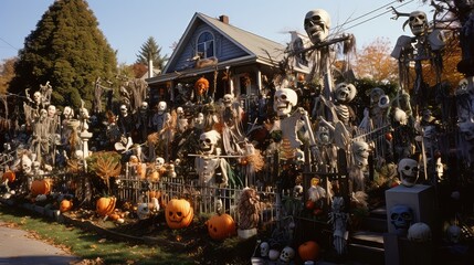 Fototapeta premium graveyard halloween houses