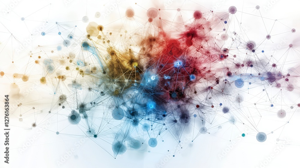 Poster Interconnected human emotion mapped as global empathy abstract visualization digital art colorful network