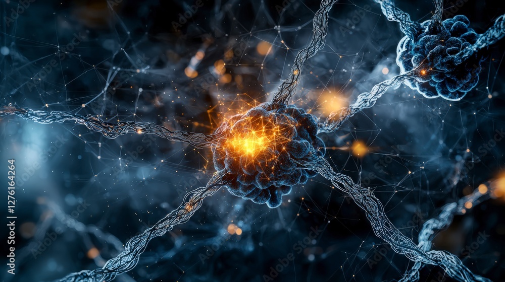 Poster Exploring human potential interconnected minds in a neural network digital art futuristic environment macro view