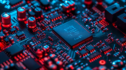 Fototapeta premium High-Tech Circuit Board with LED Lighting