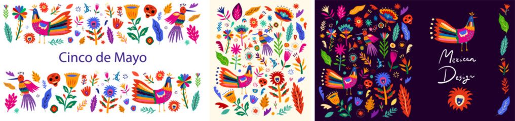 Beautiful vector banner with design for Mexican holiday 5 may Cinco De Mayo. Vector template with traditional Mexican symbols.