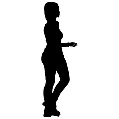 Silhouette of Woman Walking Isolated on White Background. Vector Illustration