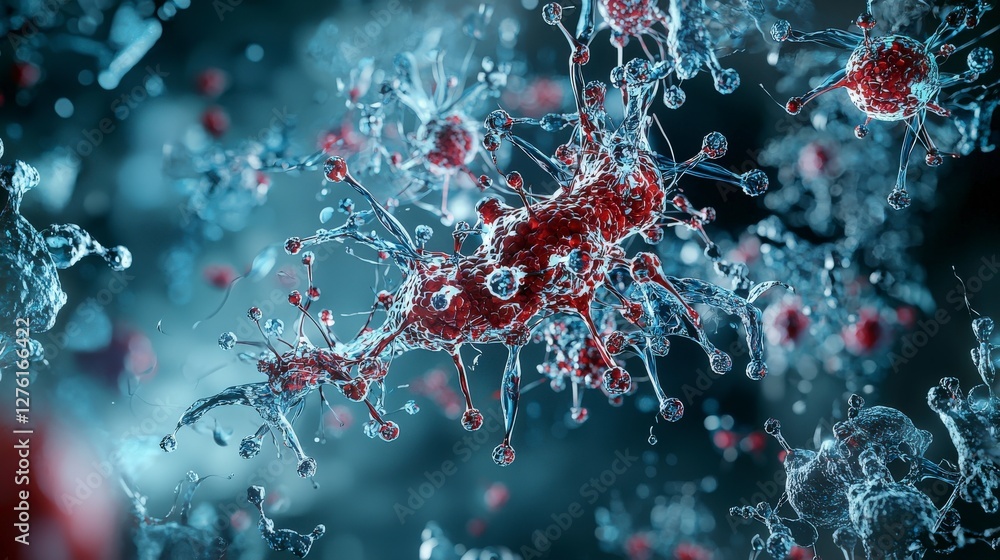 Poster Nanotechnology interactions in delicate microscopic structures scientific lab visual representation abstract environment
