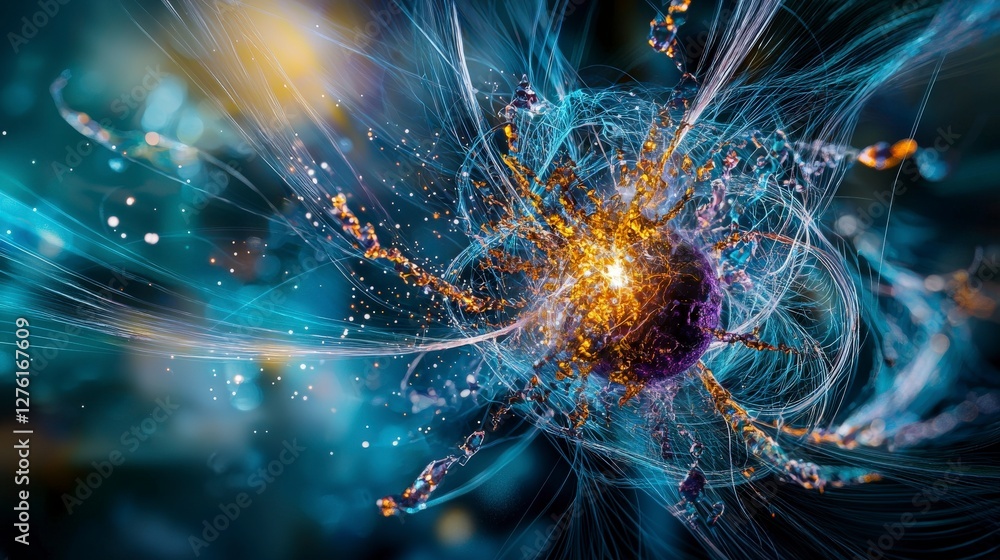 Aufkleber Intricate light patterns abstract visualization of quantum entanglement in a cosmic digital realm
