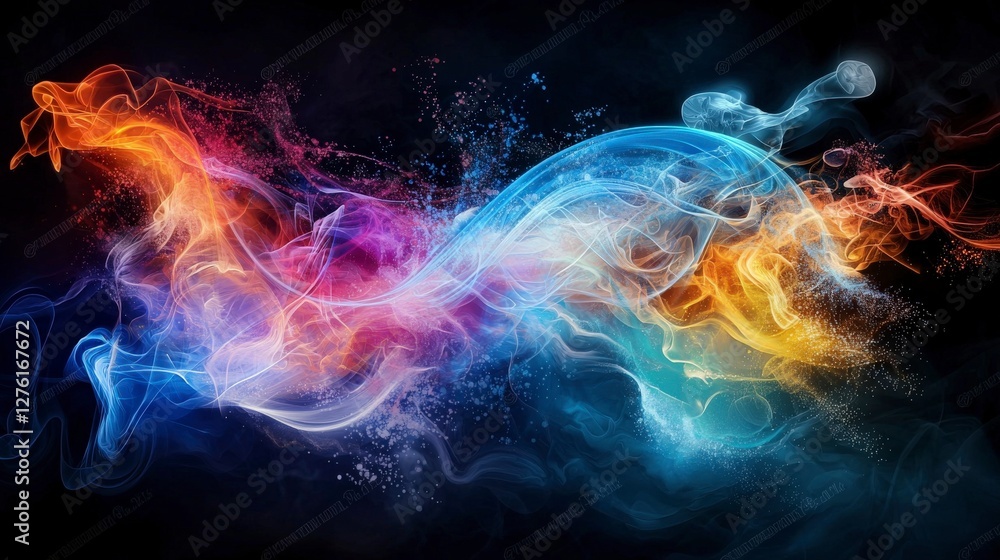 Leinwandbilder Quantum probability waves visualization digital art ethereal color palette abstract environment dynamic concept