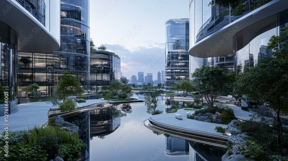 Leinwandbilder transforming urban spaces aerial view of innovative regenerative design in modern cityscape architec