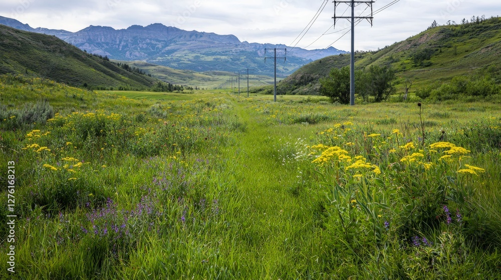 Aufkleber exploring renewable energy in scenic mountain valleys a sustainable approach to nature and environme