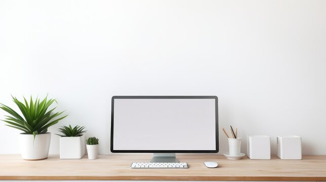 glass computer on desk background