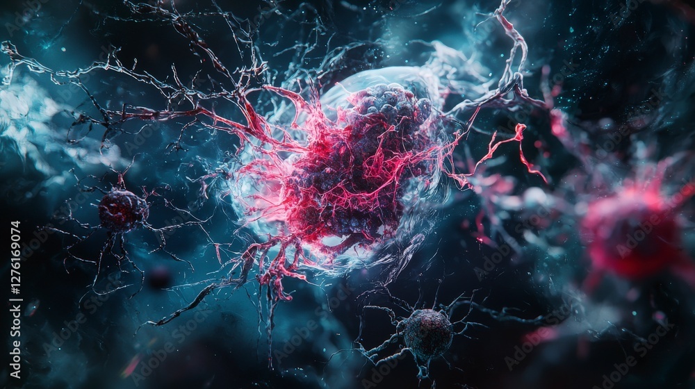 Poster Navigating the intersection of human consciousness and digital reality in abstract science art microcosm concepts
