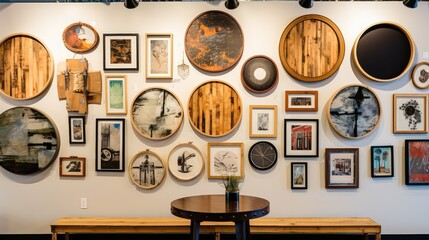 gallery round wood frame