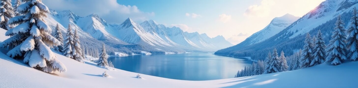 Snow-covered firn with a frozen lake in the background, firn, ice, alps