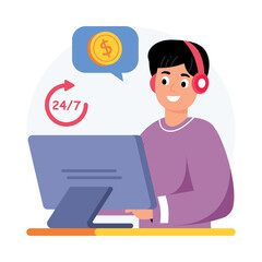 Customer Support Representatives   Concepts Style illustrations. EPS 10 File stock illustration