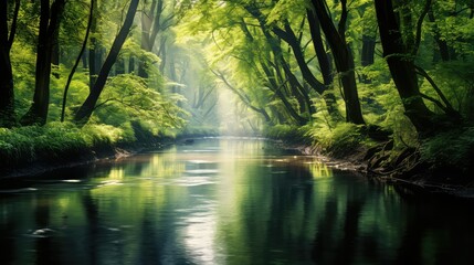 Obraz premium sunlight tree stream