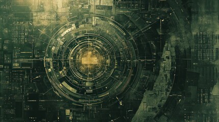 Fototapeta premium Abstract digital design featuring circular patterns and a green color scheme.