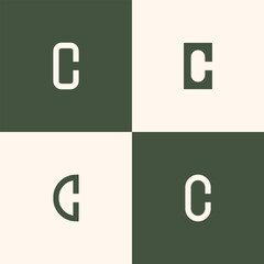Modern and Minimal layered letter C logo, simple initial C monogram logo vector template
