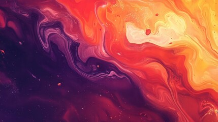 Fototapeta premium abstract fluid art painting vibrant swirls of red orange and pur
