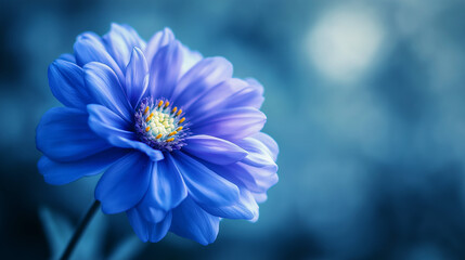 Delicate blue flower in soft dreamy light with a blurred background, perfect for nature-themed designs, wellness branding, and inspirational floral artwork