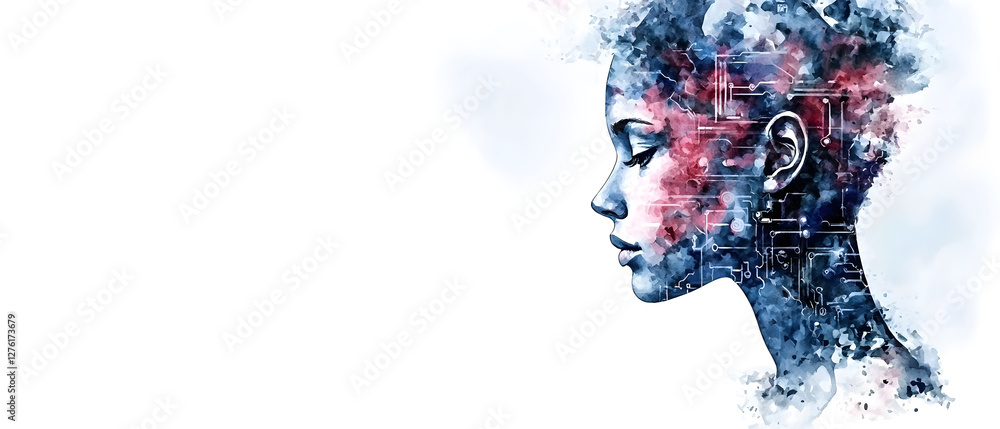 Poster ai-driven accounting system concept digital realm graphic design abstract environment side view futu