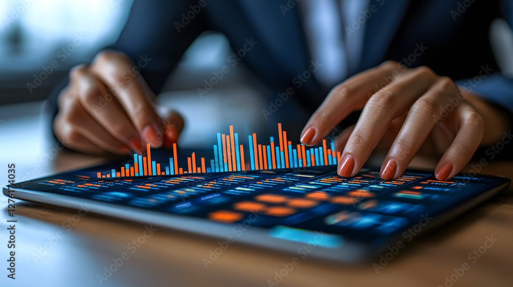 Poster global digital campaign management dashboard analyzing marketing metrics modern office screen displa