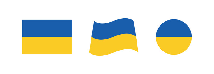 
Vector Ukraine National Flag icon collection. Flag set of Ukraine various styles.