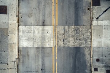 Symmetrical weathered concrete sidewalk pattern. AI generated