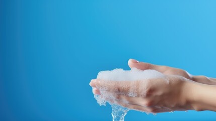 Fototapeta premium prevention washing hands blue background