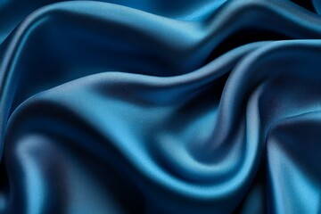 Obraz premium Luxurious blue silk fabric with flowing waves. AI generated