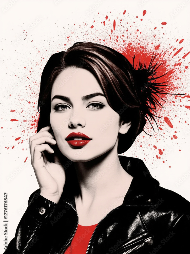 Poster bold expression with a splash of color in urban art style