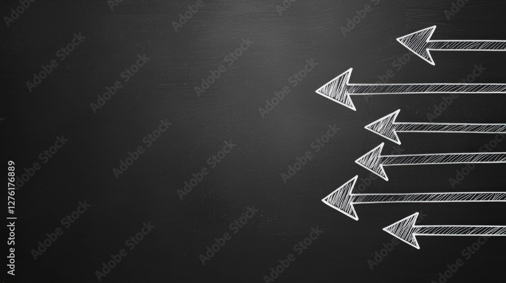 Poster a chalkboard with a drawing of arrows pointing in different directions