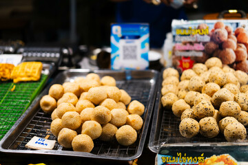 Thai traditional sesame sweets at the Asian market