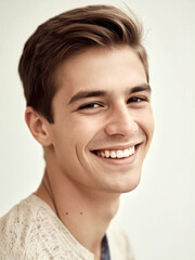 Smiling young man enjoys a joyful moment in natural light