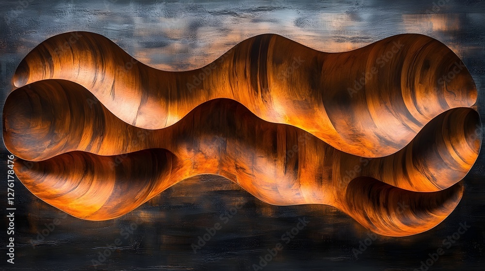 Poster Mesmerizing Waves of Molten Light and Fluid Abstractions in a Digital Art Masterpiece   A captivating and visually stunning digital artwork featuring dynamic
