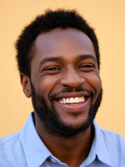Vibrant smile captured against a warm backdrop in bright light