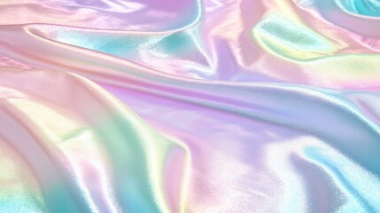 Iridescent Fabric with Holographic Rainbow Texture Shimmering Pastel Colors