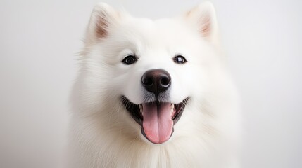 mouth smiling dog white background