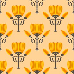 seamless pattern with yellow flowers
