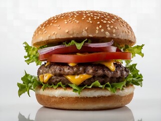 hamburger on a white background,burger food close up isolated white background 