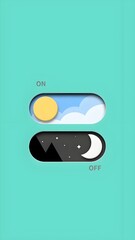 Minimalist on - off toggle image. Ideal for app interfaces, website design, phone lock screens. 