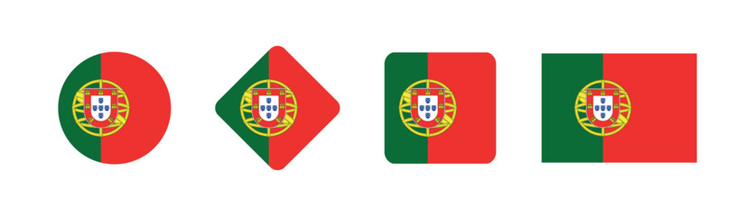 
Vector Portugal National Flag icon collection. Flag set of Portugal various styles.