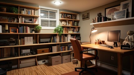 cozy basement office