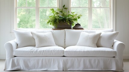 Fototapeta premium slipcovered sofa white background
