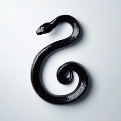 Obraz premium Black snake on white background, smooth texture, isolated image.